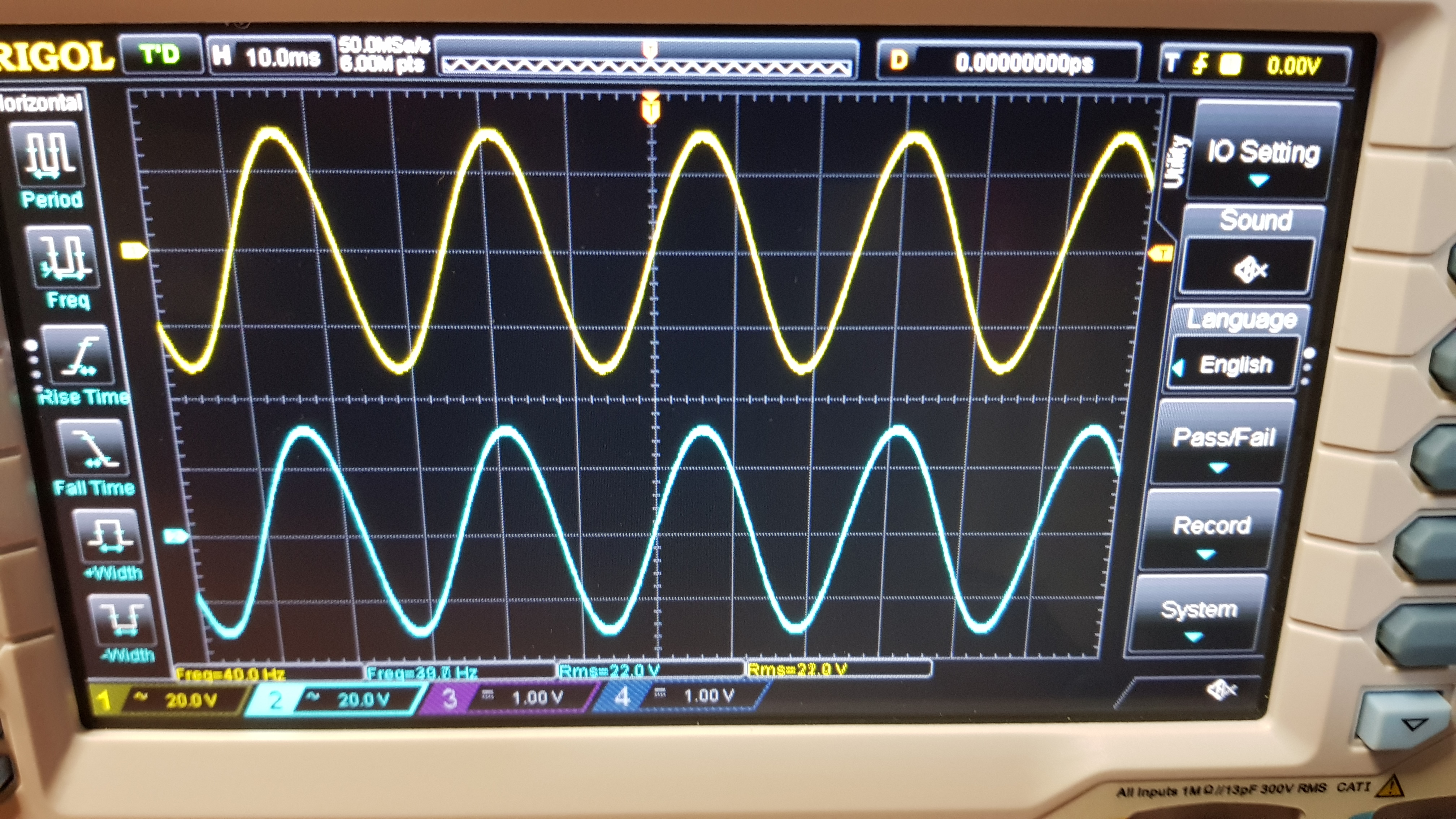 Sinewave 40Hz, 1V input