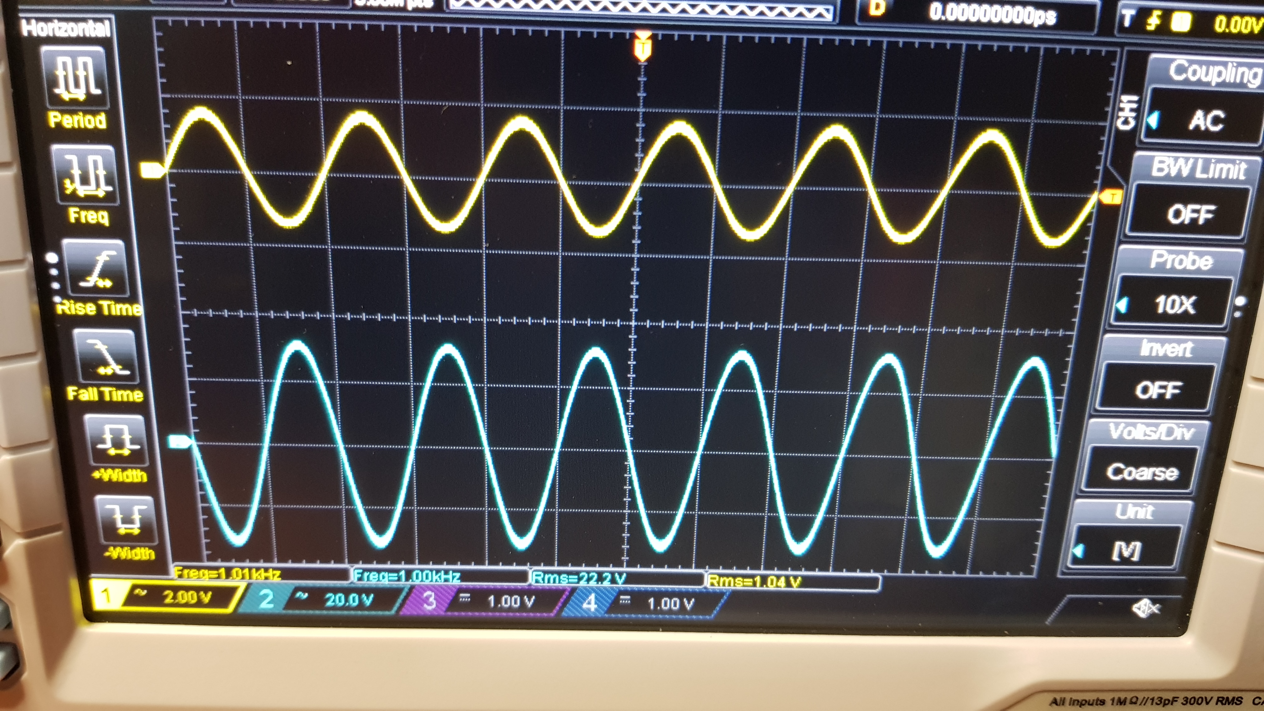 Input vs output, 1KHz